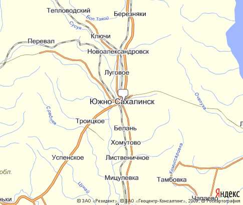 Карта: Южно-Сахалинск